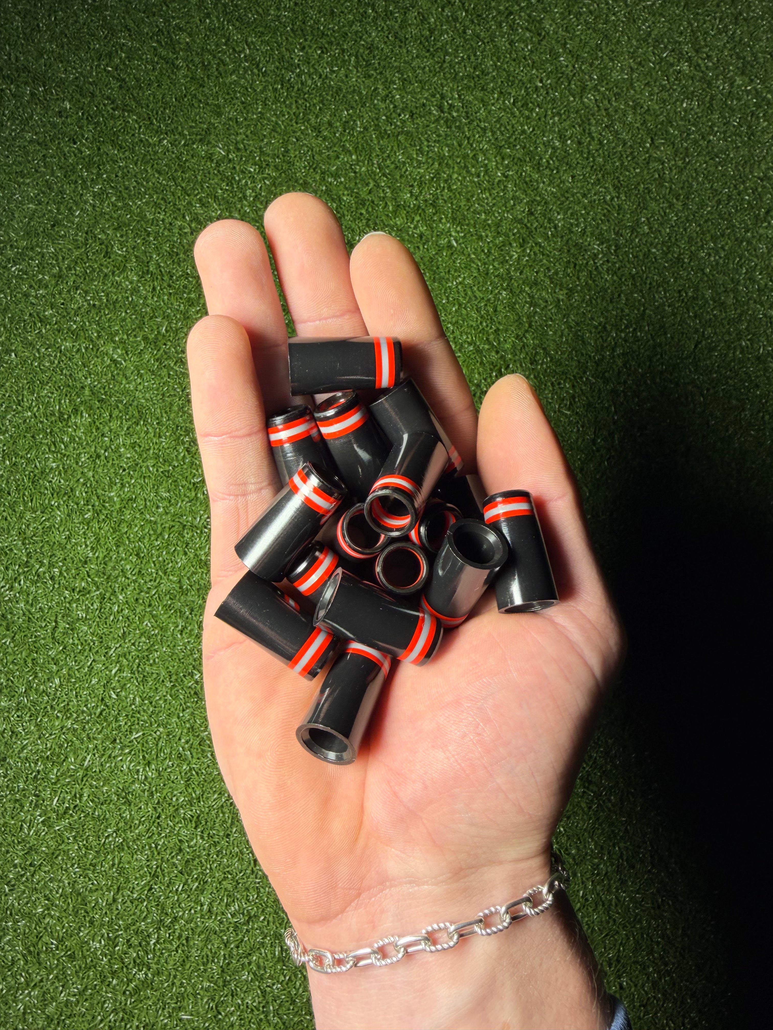 Premium Golf Ferrules – Black, Silver and Red Taper Tip Iron Ferrules - 10 Pack