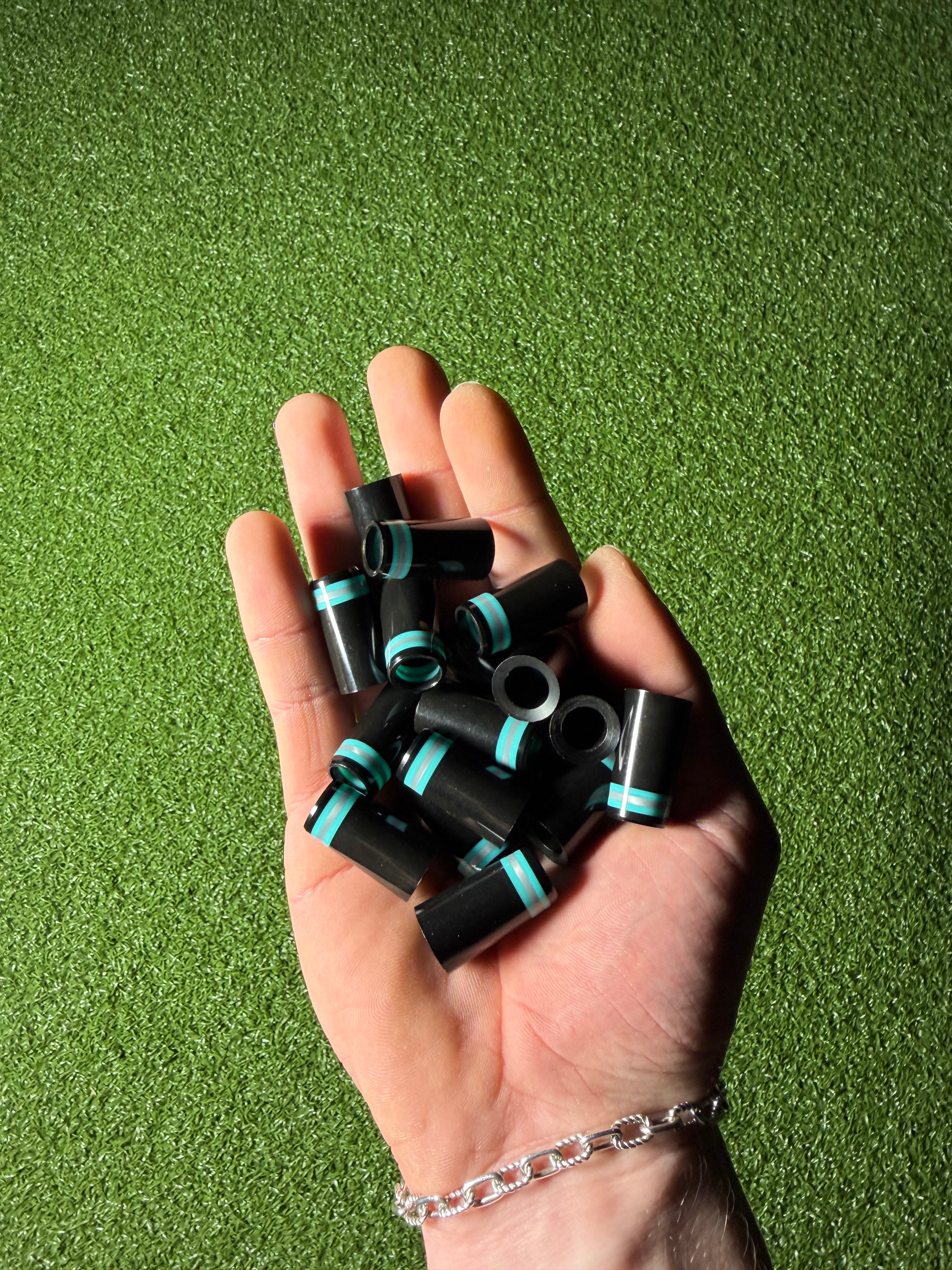 Premium Golf Ferrules – Black, Silver and Blue Taper Tip Iron Ferrules - 10 Pack
