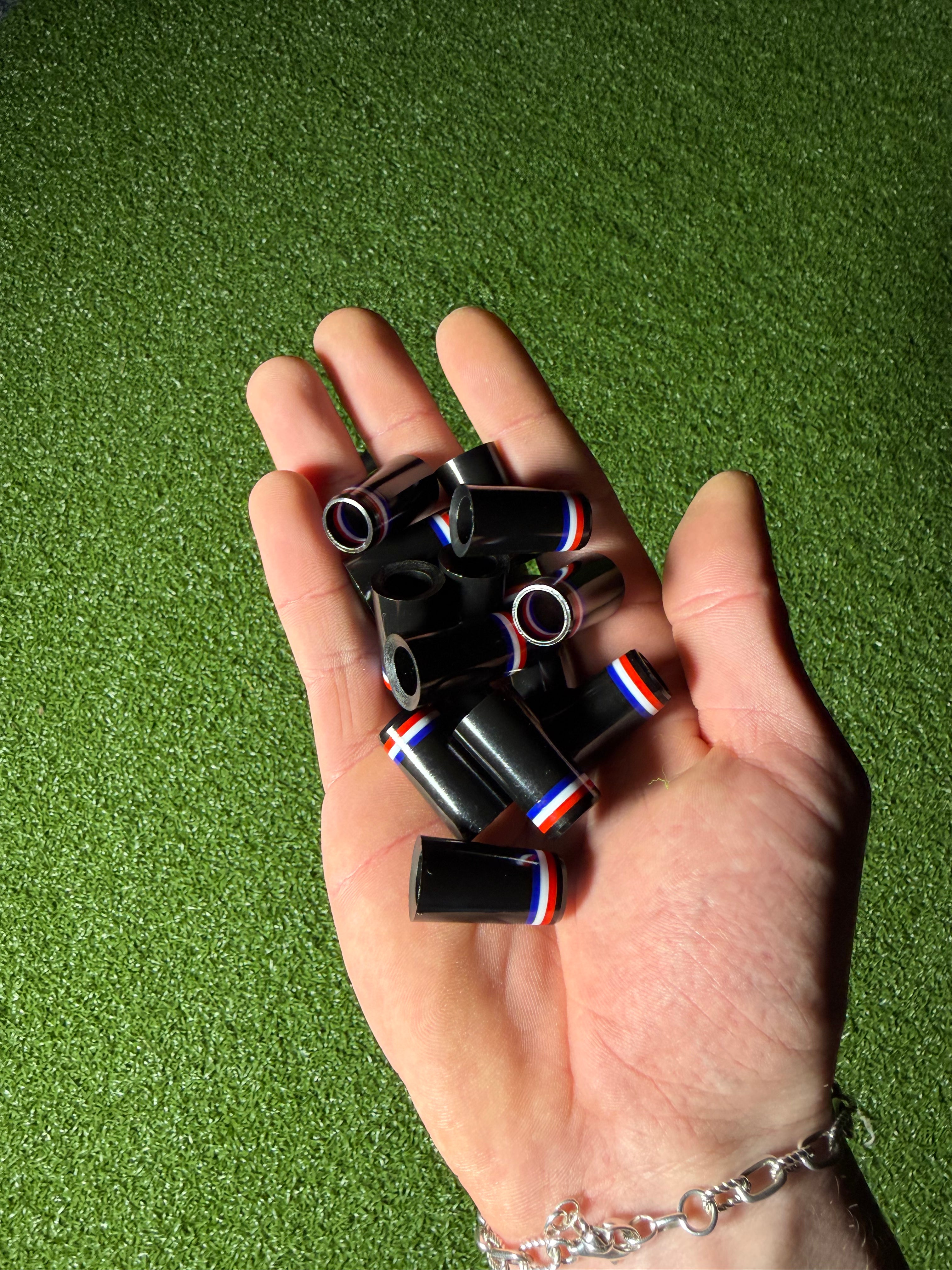 Premium Golf Ferrules – Black, Red, White and Blue Taper Tip Iron Ferrules - 10 Pack